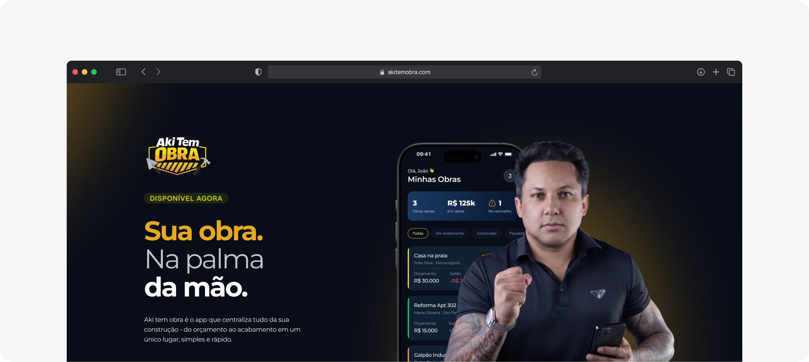 Aki Tem Obra Web Preview in Safari