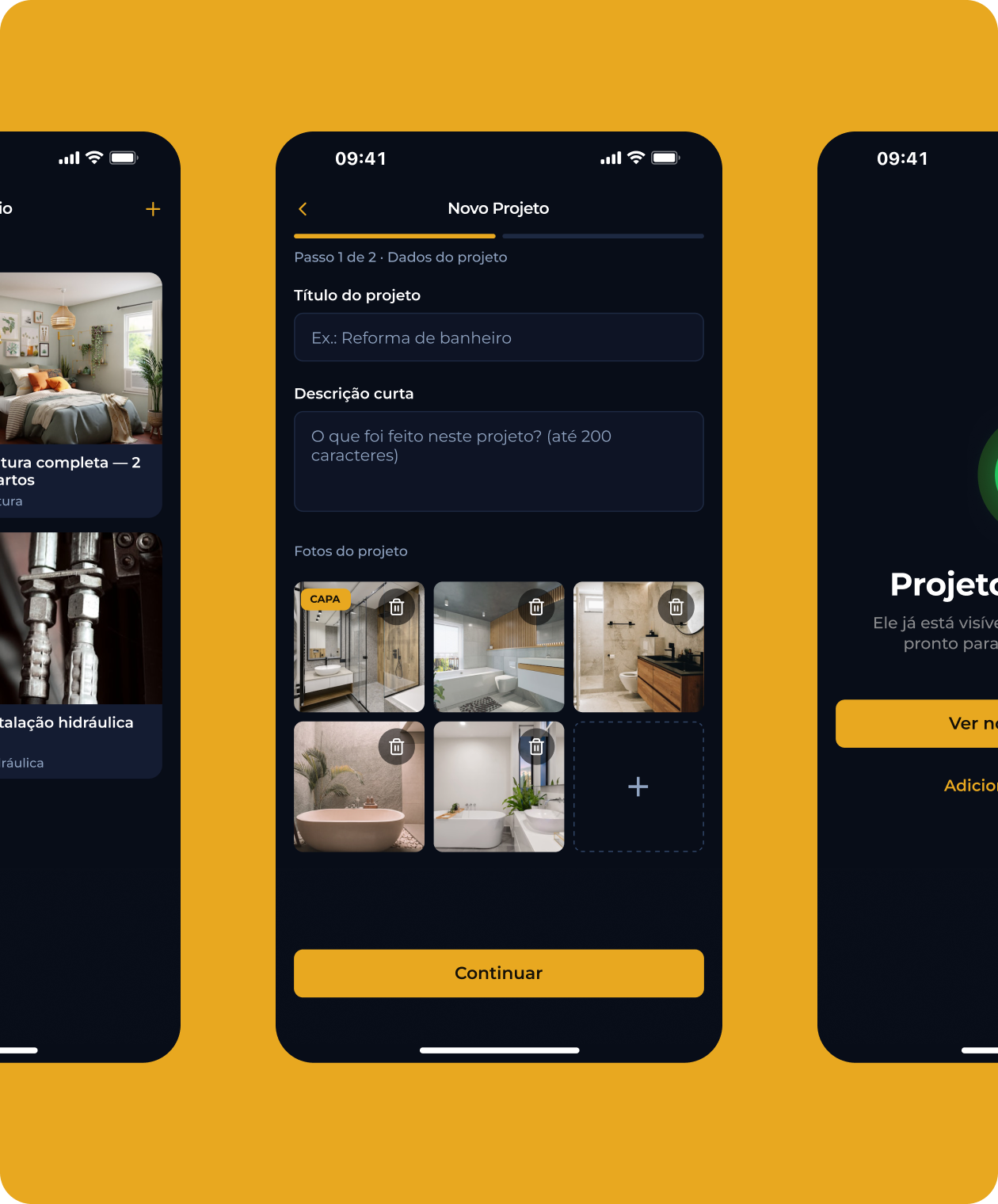 Aki Tem Obra Contractor Portfolio Flow