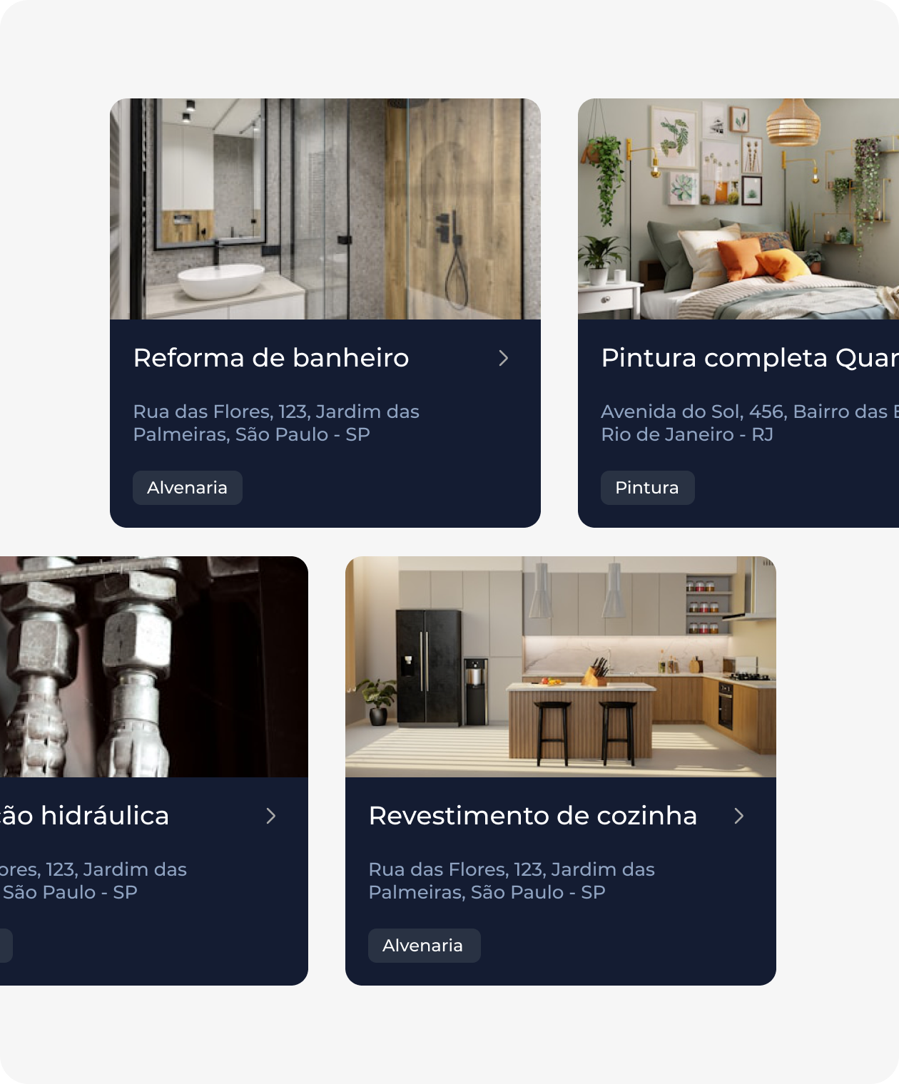 Aki Tem Obra Project Showcase Cards