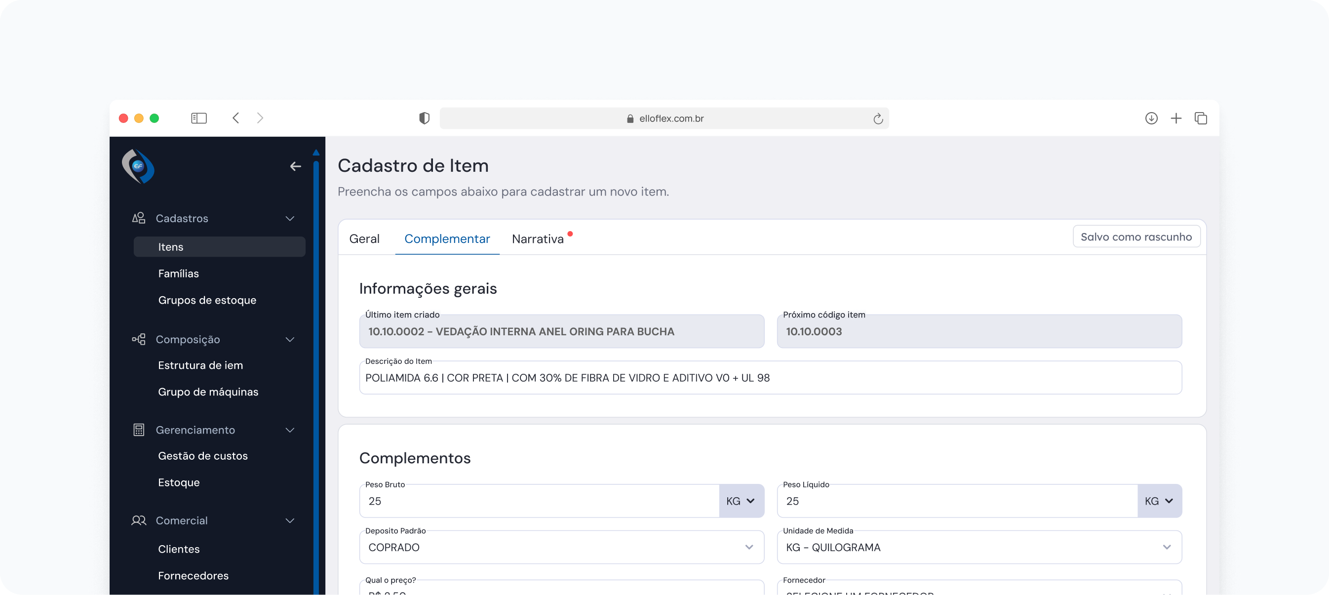 Elloflex ERP Web Preview in Safari