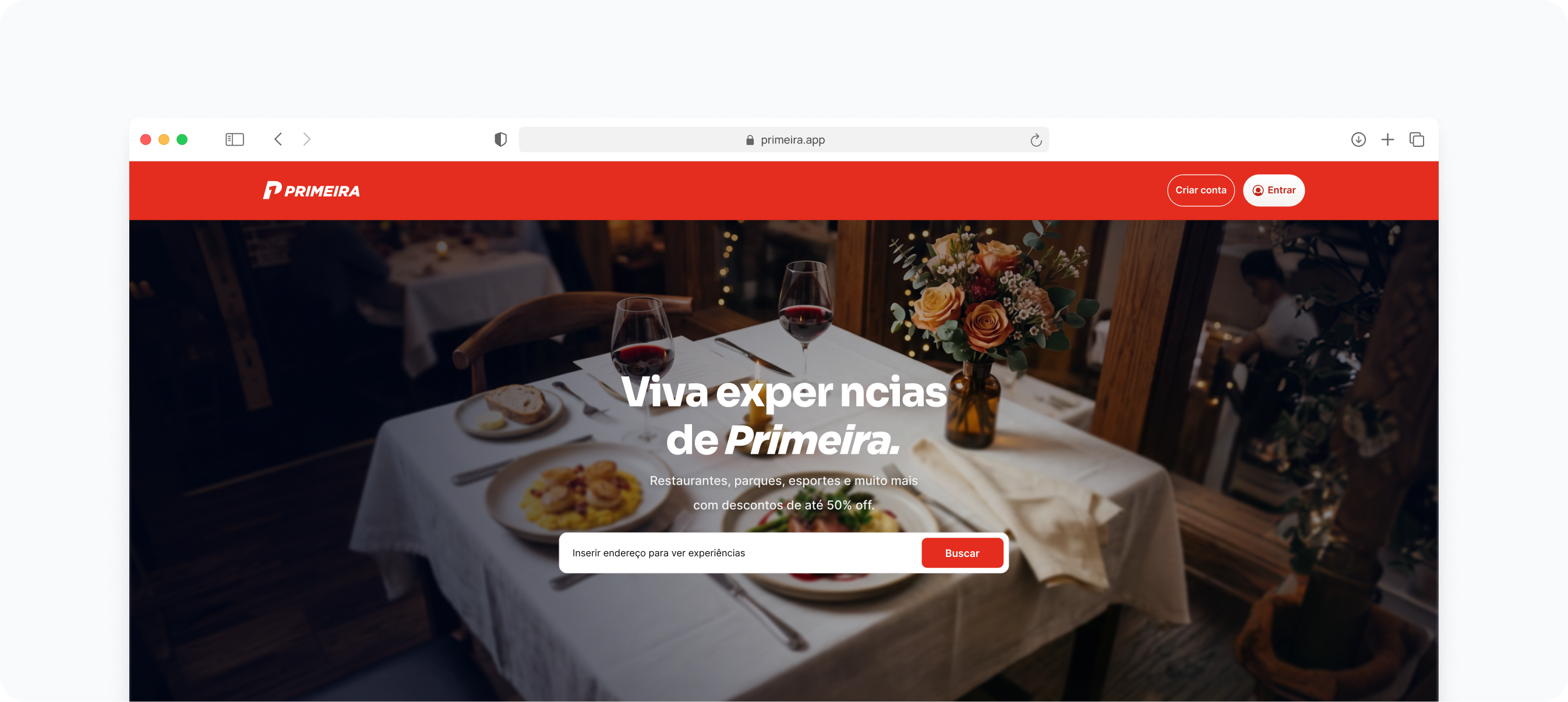 Primeira Mesa Web Preview in Safari