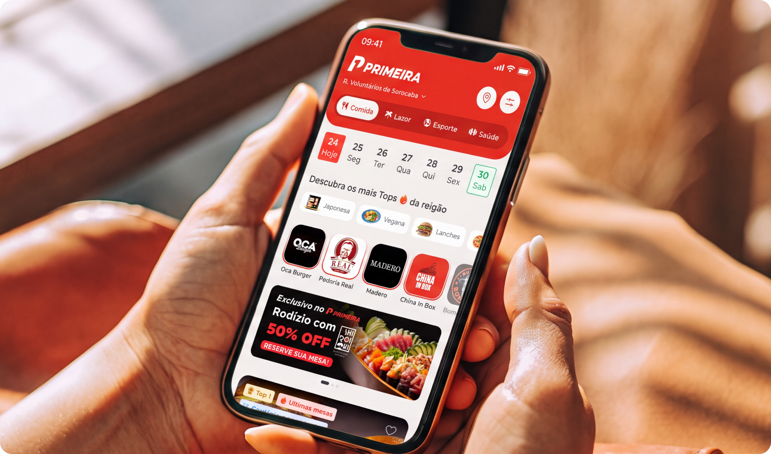 Primeira Mesa Mobile Experience Photorealistic Mockup